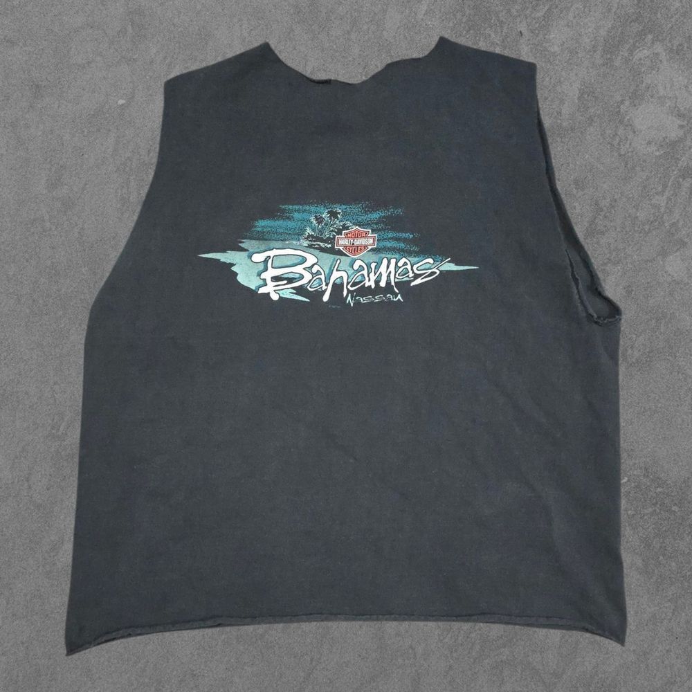 Thrashed Vintage 90s Harley Davidson Biker Shirt Sleeveless Pocket Tee Large